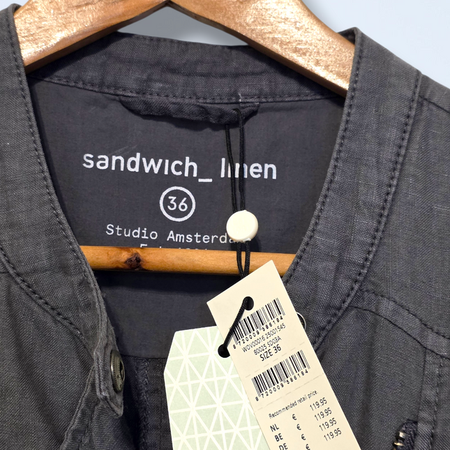 Sandwich – NWT – 100% Linen Grey Zipped Jacket – EU 36/UK 8